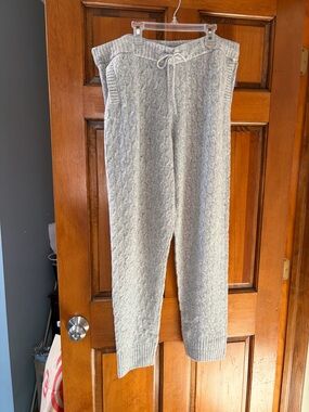 NEW Auden Luxe Heather Gray Cable Knit Sweater Jogger Pants NWT XL